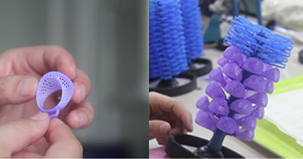 Кольцо из воска, напечатанное на 3D-принтере (слева) и изготовление воскового дерева (справа)
